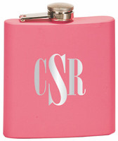 Custom Engraved Stainless Steel Flask in Matte Pink
