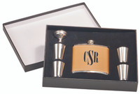 Personalized Leather Flask Gift Set