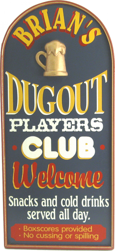 Dugout Player's Club Sign Personalized