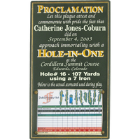 Hole-In-One Proclamation Plaque
