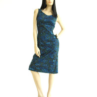 Vintage 1950s 60s Navy Floral Wiggle Dress