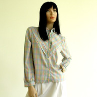 Vintage 1970s Western Pastel Plaid Shirt