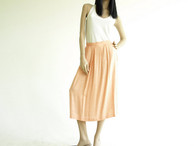 Vintage 1970's Peach Flax Midi Skirt