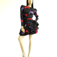 Vintage 1980s Silk Pouf Dress