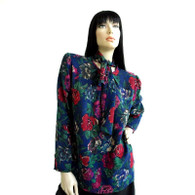 DESIGNER Vintage Ungaro Blouse 1980s Floral 
