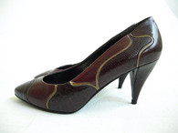 Vintage 1970s Nina Burgandy Leather/Snakeskin Pump