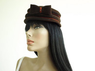 Vintage Chocolate Brown Velour Stack Hat