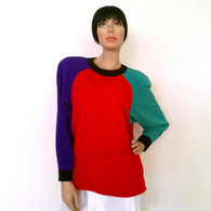 Vintage 1980s Josephine Color Black Polyester Shirt