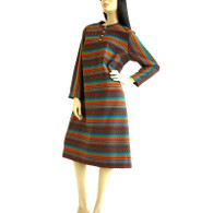 Vintage 1960s Dress - Ethnic Stripe Knit Dress