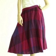 Vintage 1970s Midi Skirt - Purple Color Block Pleat