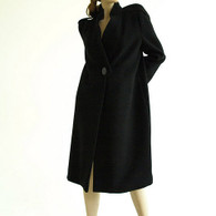 Vintage 1980s Pauline Trigere Black Wool Coat