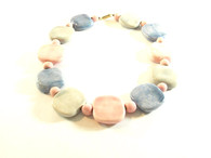 Vintage Art Jewelry- Pastel Ceramic Disk Necklace at Borough Vintage.