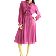 Vintage 1970s Queens Row Fuchsia Secretary Dress