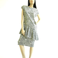 Vintage 1980's Subway Print Drop Waist Peplum Dress
