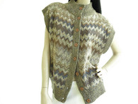 Vintage Brown Chevron Short Vest Sweater