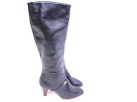 Vintage Black Leather Knee High Boots