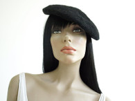 Vintage 1950's Saks Fifth Black Wool Beret Hat
