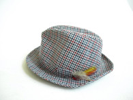 Vintage Red, Blue & White Plaid Fedora Hat