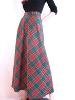 Vintage 1960/70 Green Plaid Maxi Skirt