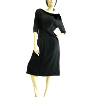 Vintage 1950's R & K Originals Black Wiggle Dress