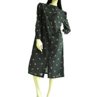 Vintage 1970/80's Nipon Boutique Black Floral Silk Dress