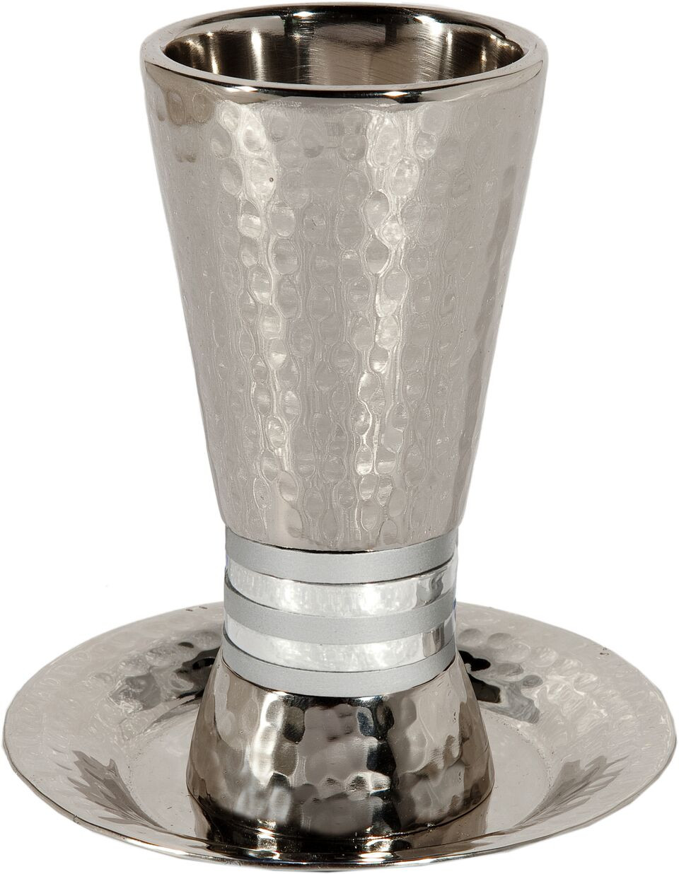 Hammered Kiddush Cup Cone Shape-- Silver Rings 