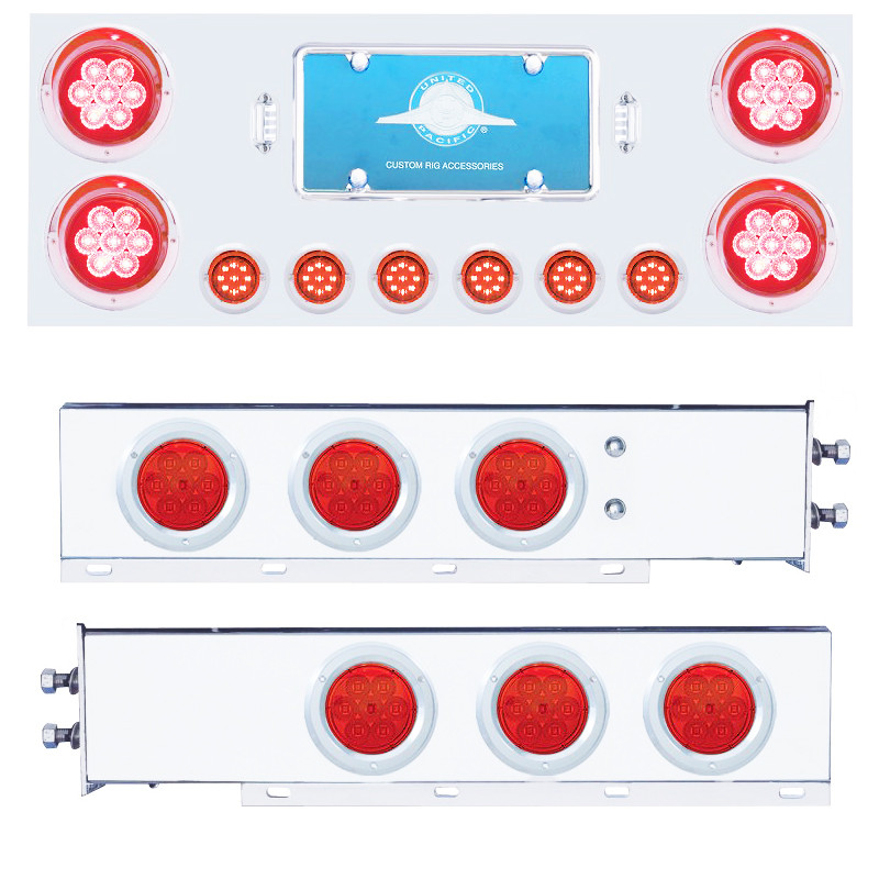 Mud Flap Hanger & Rear Center Panel Kit With LED Lights & Red Lens