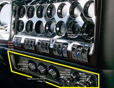 Kenworth 2006+ Stainless Steel AC Gauge Dash Panel Trim - Raney's Truck