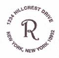 Our modern round monogram address design
as seen on Martha Stewart
You may select your stock monogram from the styles shown here
