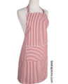 Red Narrow Stripe Bib Apron With Adjustable Neck