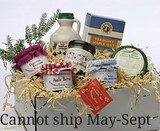 Vermont Gift Basket with Homemade Jams, Maple Drizzle, VT Maple Syrup and VT Cheeses