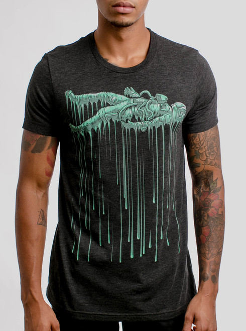Astro Drip - Multicolor on Heather Black Triblend Mens T Shirt Astro Drip - Multicolor on Heather Black Triblend Mens T Shirt