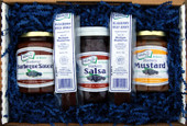 Blueberry Feast Gift Box.  Blueberry Mustard, Blueberry BBQ Sauce, Blueberry Salsa, Blueberry Jerky