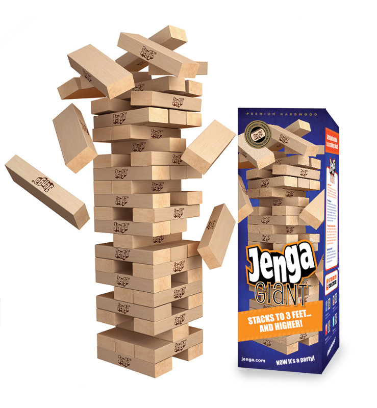 giant jenga game with 2x4