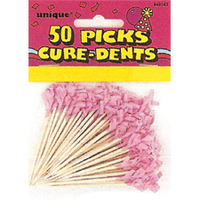Pink Frill Food Picks Pk 50