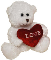 BEAR WITH HEART WHITE 15 CM