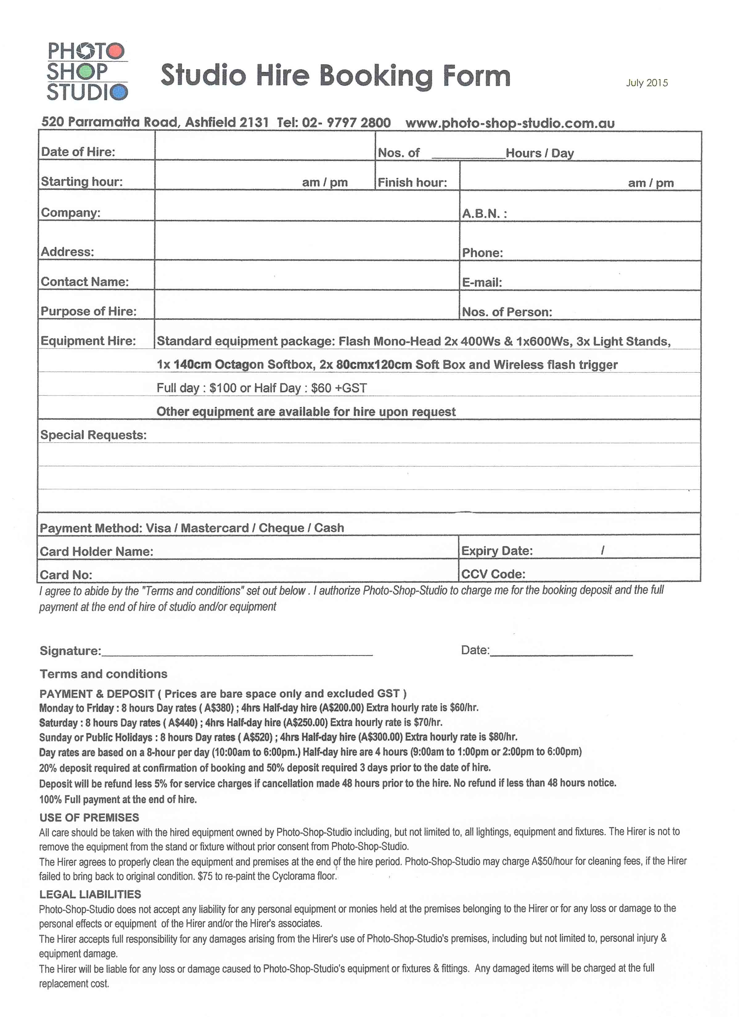 hire form