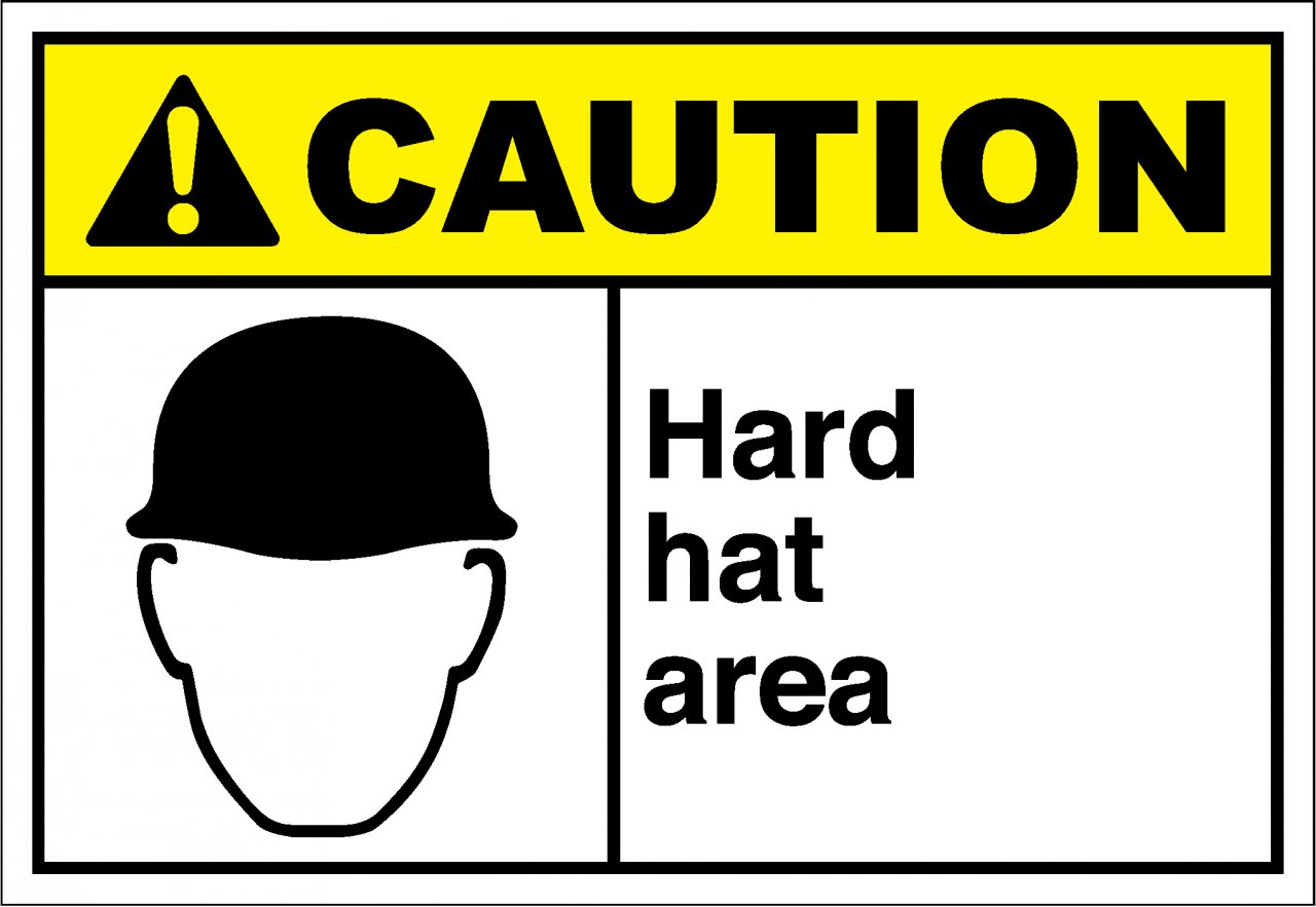 Caution Sign - hard hat area - SafetyKore.com