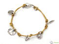925 Sterling Silver Tan Leather Charm Bracelet