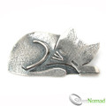 925 Sterling Silver Sleeping Cat Brooch