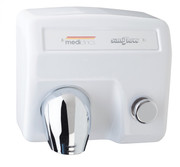 SANIFLOW Series E85 Push Button Cast Iron White Hand Dryer from Saniflow - 360° Revolving Nozzle, Surface Mounted Design