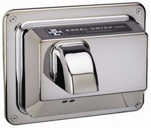 CAST Series R76-IC Hands Off Hand Dryer from Excel Dryer - Die-cast Zinc Alloy, Plated Chrome Hand Dryer, Automatic, Recessed Mount