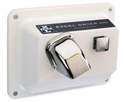 CAST Series RH76-W Hands On Push Button Commercial Hair Dryer from Excel Dryer - Die-cast Zinc Alloy, White Epoxy Painted Cover, Recessed Mount