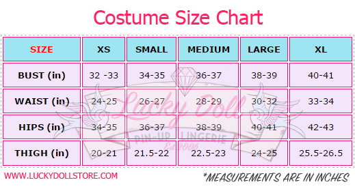 Lucky Doll Halloween Costume Size Chart