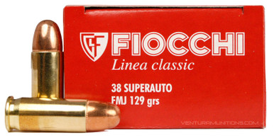 Fiocchi 38 Super Auto 129gr FMJ Ammo - 50 Rounds