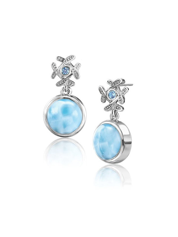 MarahLago Sakura Collection Larimar Earrings with Blue Topaz - Larimarket