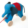 Wooden Elephant Pull Toy, Blue