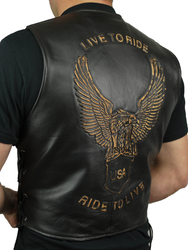 Mens Eagle Leather Motorcycle Vest