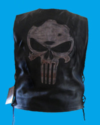 Skull embossed leather vest