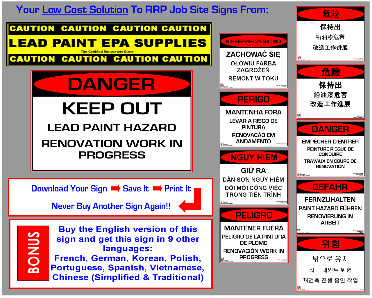 The Renovators Supply Store - OSHA Lead Warning Job Site Signs